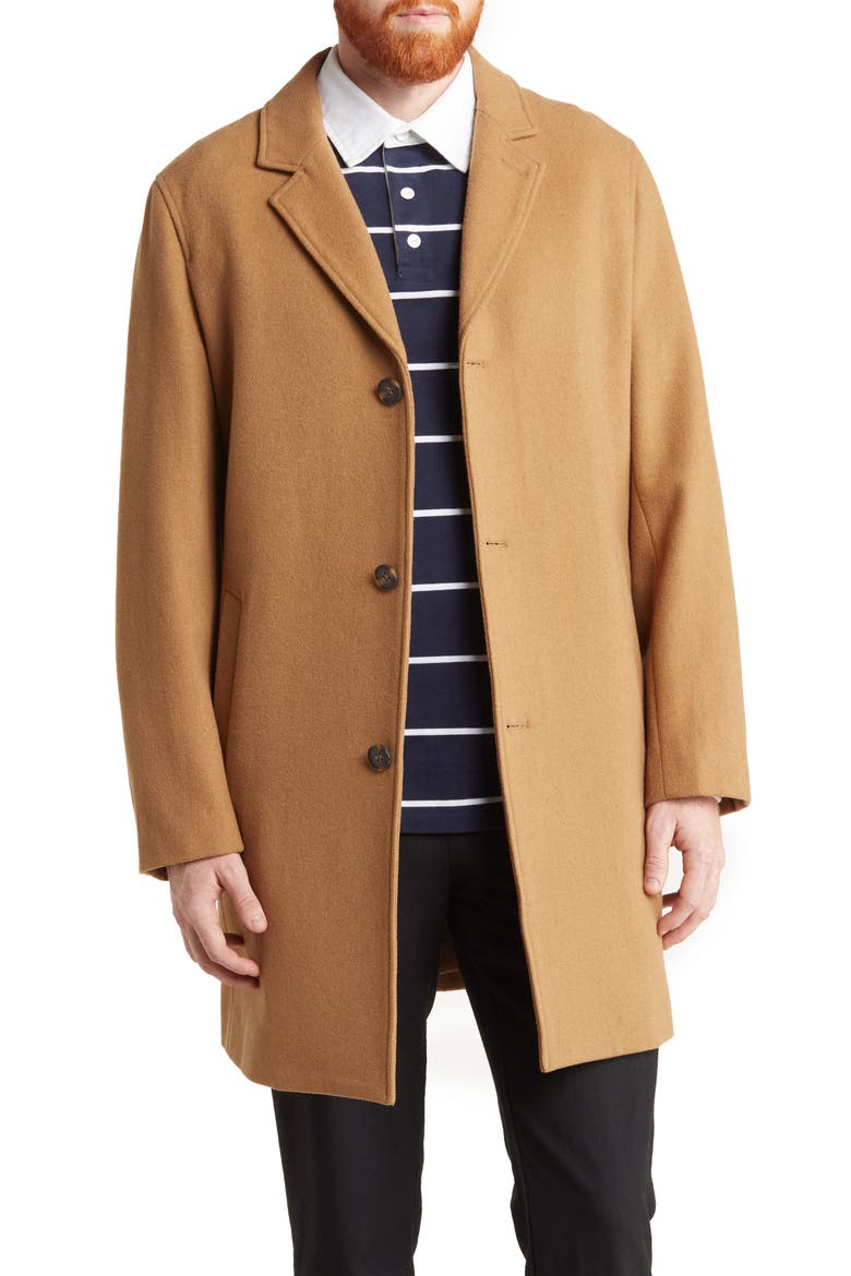 Wool Blend Melton Classic Topper, Main, color, CAMEL