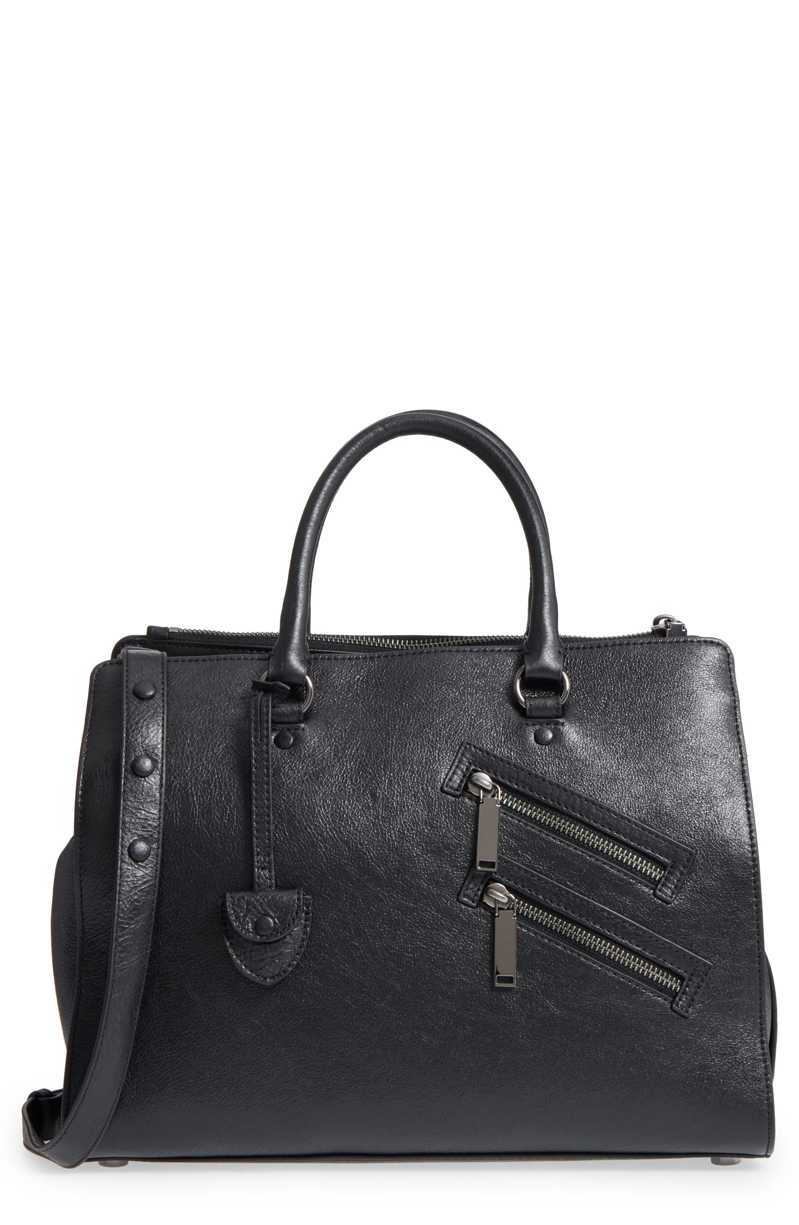 Rebecca Minkoff Large Jamie Metallic Leather Satchel, Main, color, 