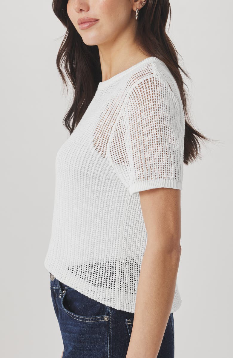 Splendid Yasmine Pointelle Short Sleeve Sweater, Alternate, color, White