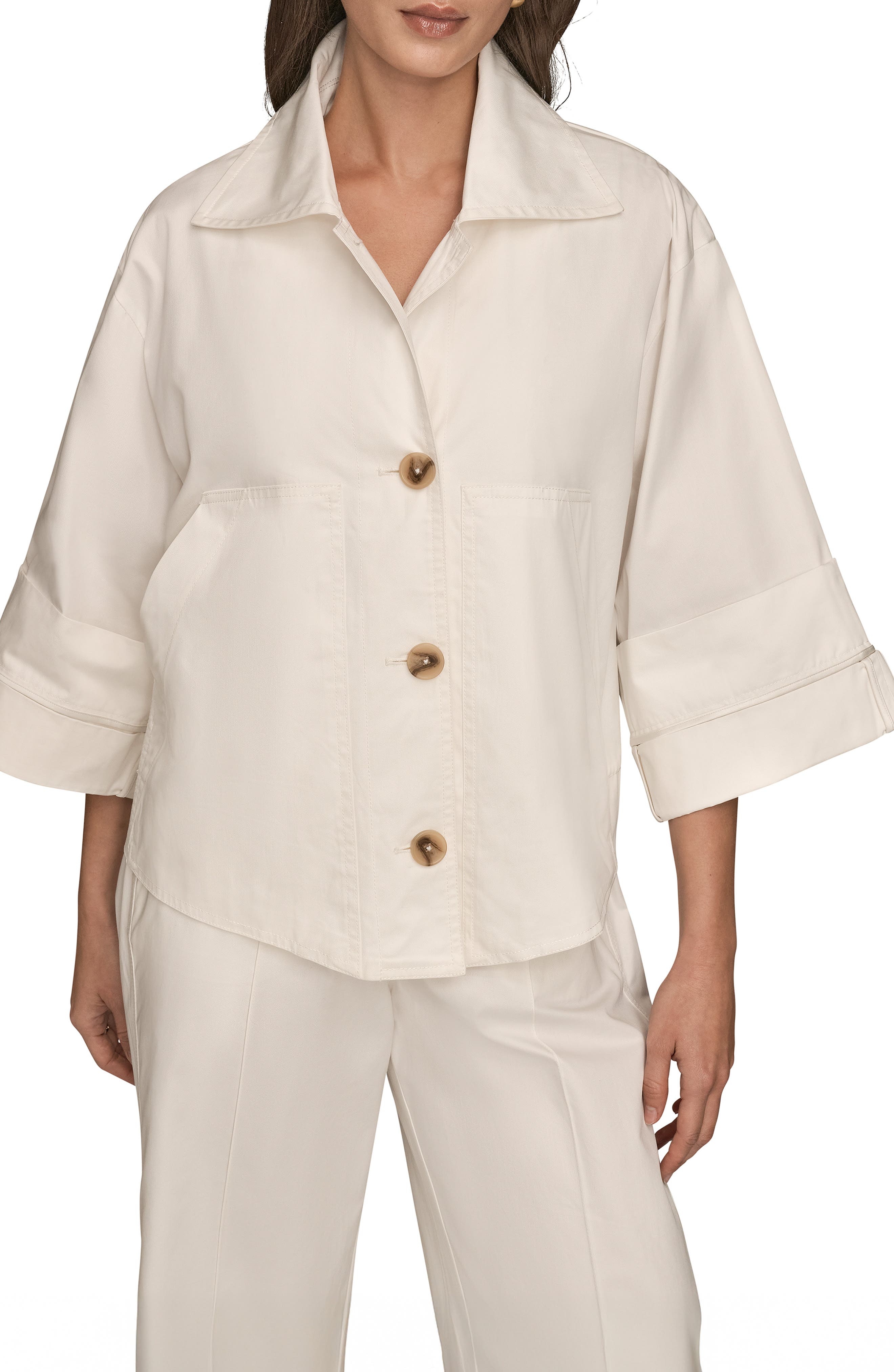 Button Front Cotton Twill Jacket