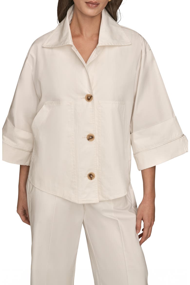 Button Front Cotton Twill Jacket, Main, color, CREAM
