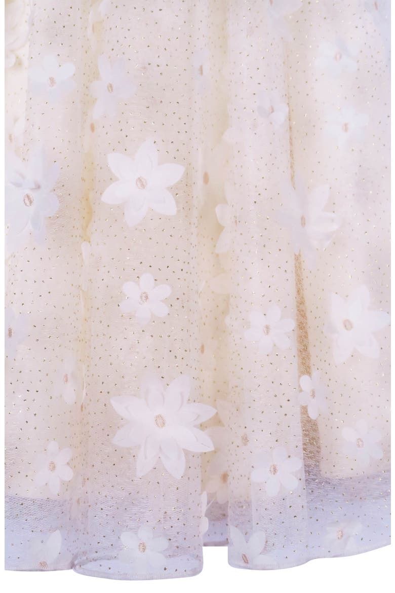 Kids' Glitter Mesh Party Dress, Alternate, color, IVORY/GOLD