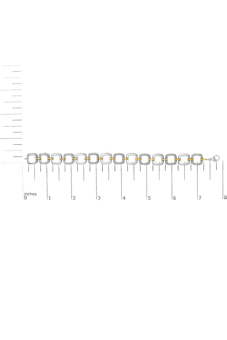 Silver Diamond Accent Open Box Link Bracelet, Alternate, color, Yellow