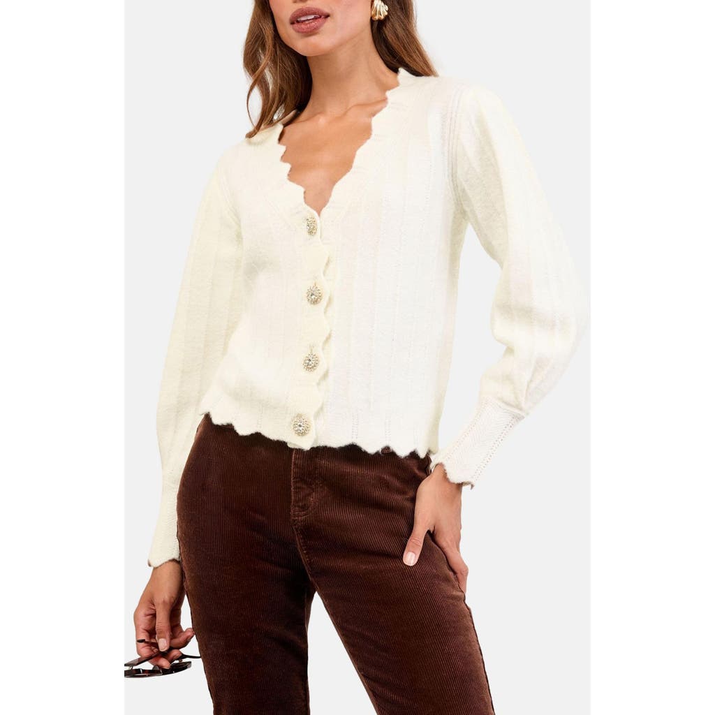 Lipsy Scallop Edge Cardigan In Neutral