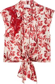 Cinq à Sept Floral Ribbons Sleeveless Shirt
