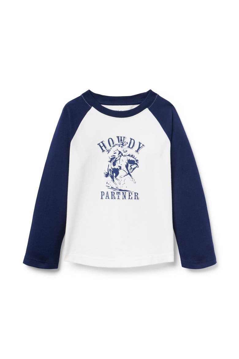 Howdy Baseball Raglan Sleeve Tee, Main, color, Navy