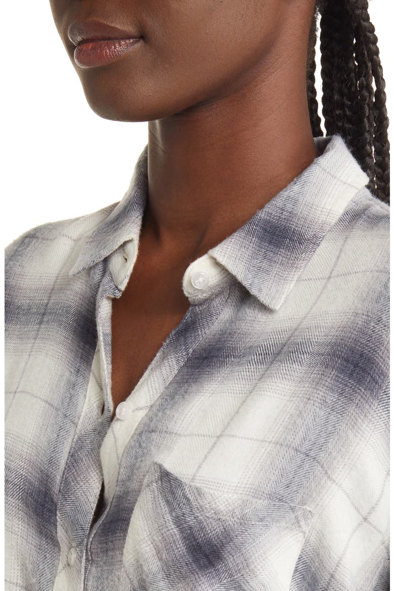 Hunter Plaid Button-Up Shirt, Alternate, color, STERLING WHITE