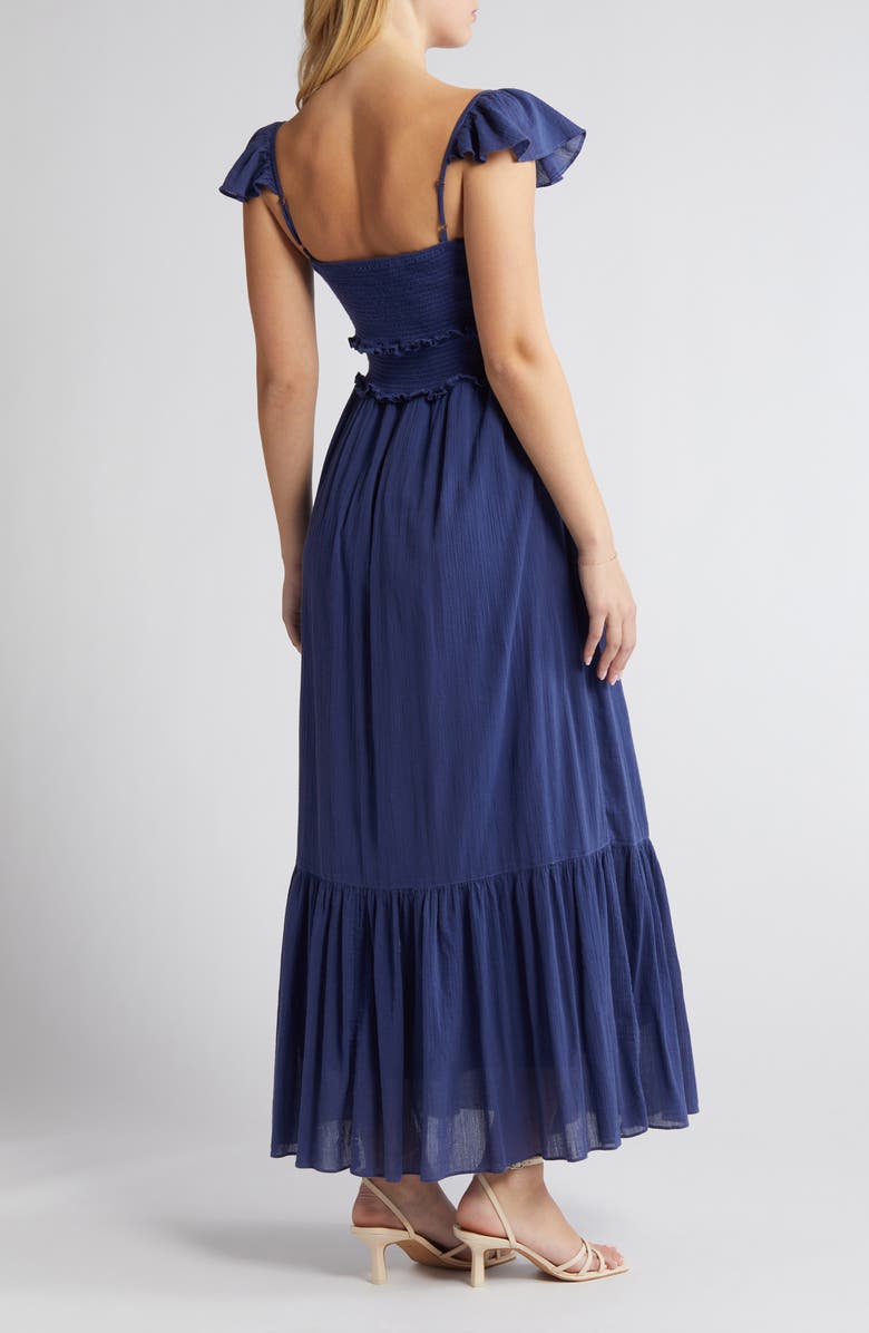 LoveShackFancy Katina Smocked Ruffle Maxi Dress, Alternate, color, 