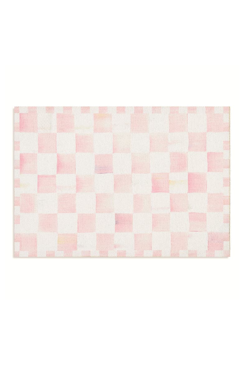 Rosy Checkerboard Machine Washable Rug, Main, color, ROSY