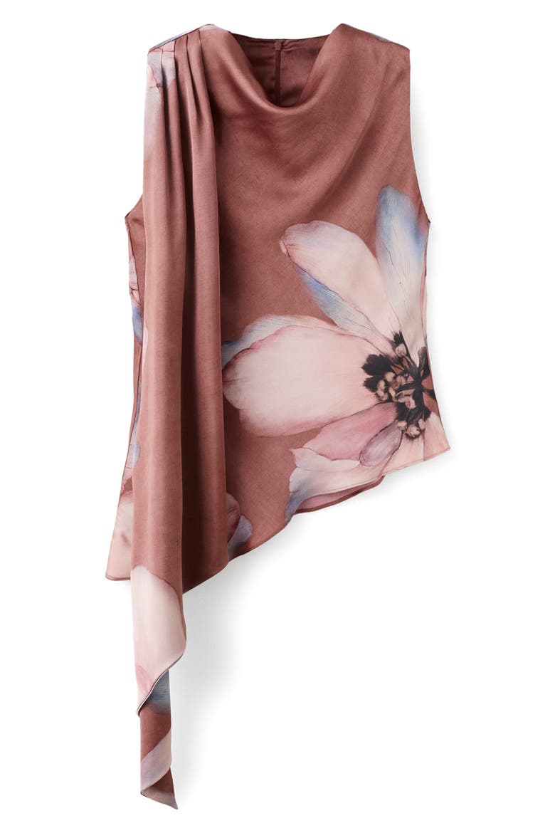 Floral Print Drape Sleeveless Top, Main, color, PASTEL PINK