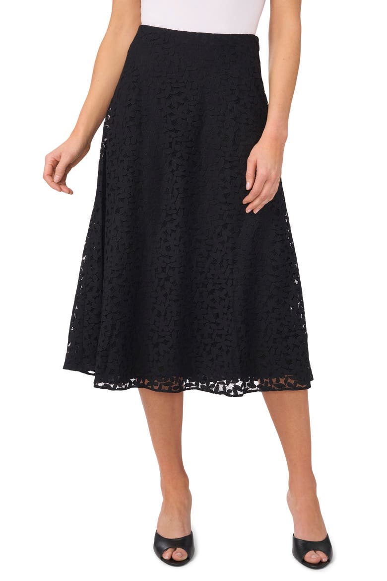 Floral Lace Skirt, Main, color, RICH BLACK