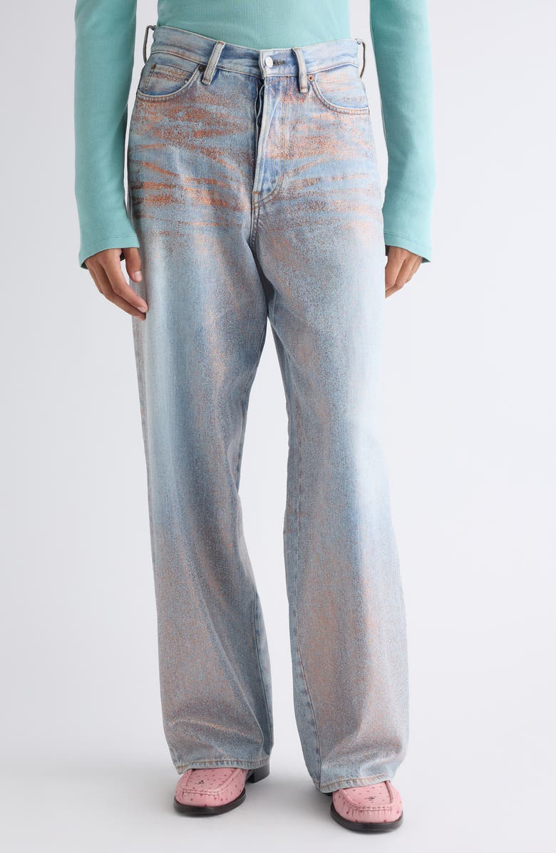 Acne Studios 1981 Glitter Loose Fit Jeans, Main, color, Rose Copper/ Light Blue
