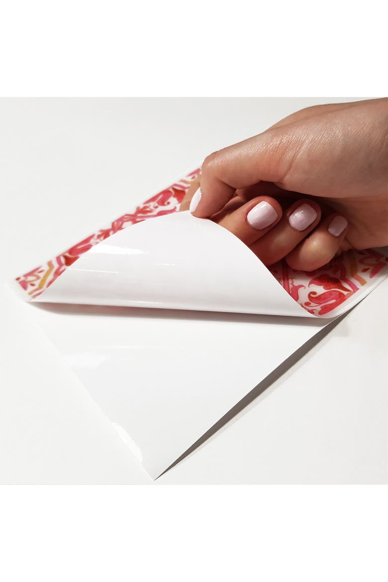 Moroccan Rose Red Mosaic Glossy 3D Sticker Tile 15.4 cm (6 in) - 16pcs in a pack, Alternate, color, RED