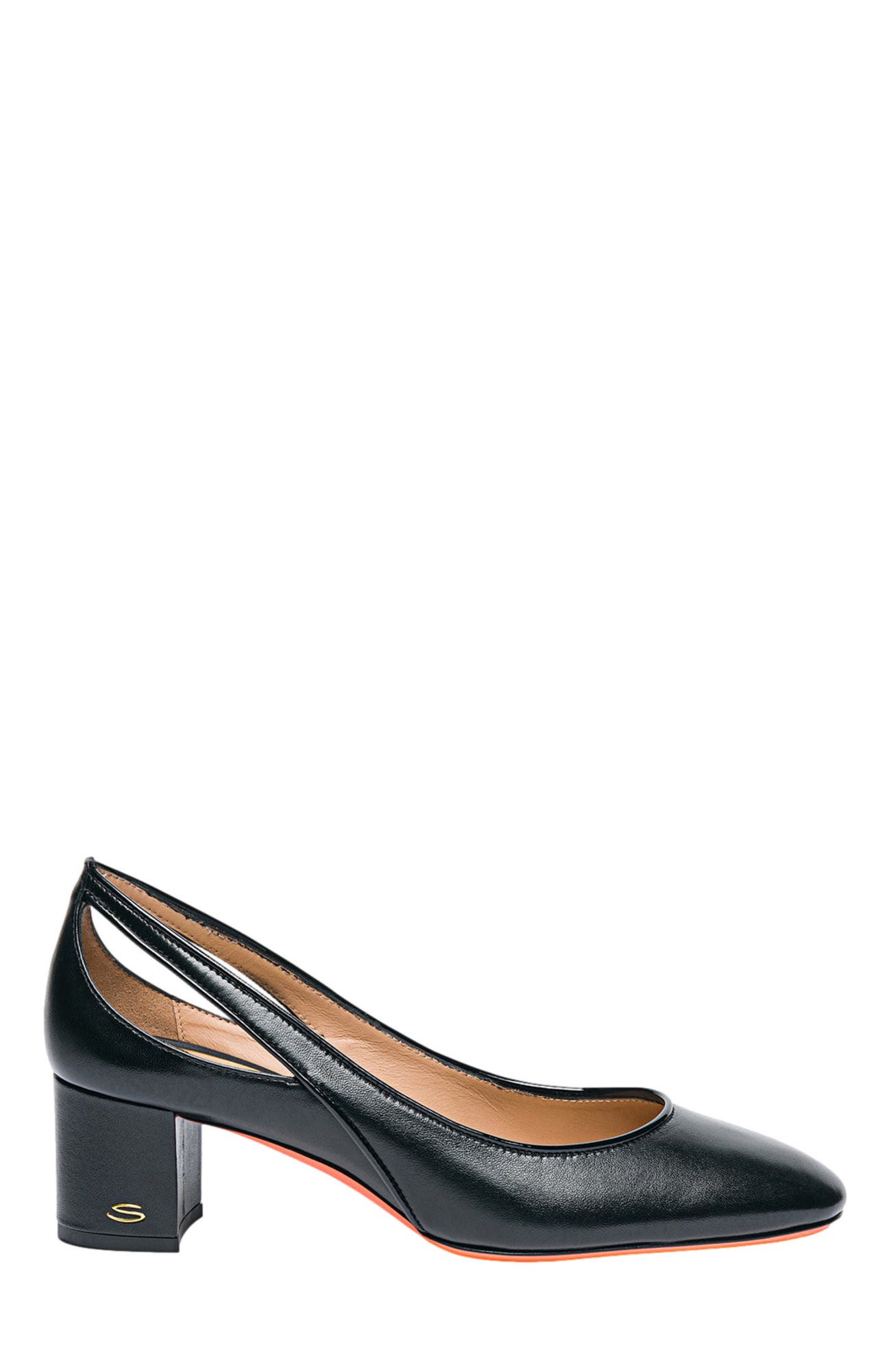 Santoni Women
s leather mid-heel pump, Main, color, Black