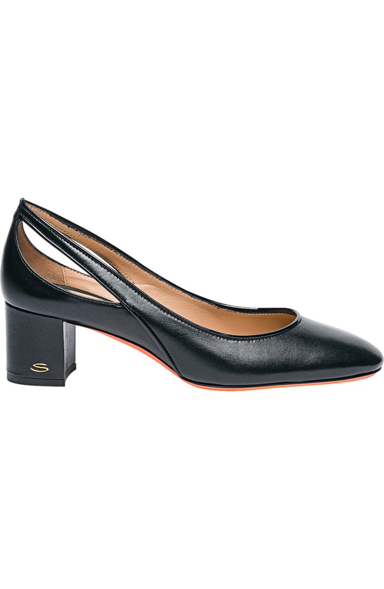 Santoni Women's leather mid-heel pump, Main, color, Black