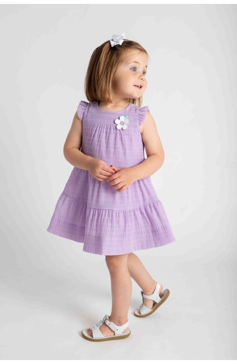 Florence Eiseman Crinkle Lawn Dress With Flower, Alternate, color, Light Purple