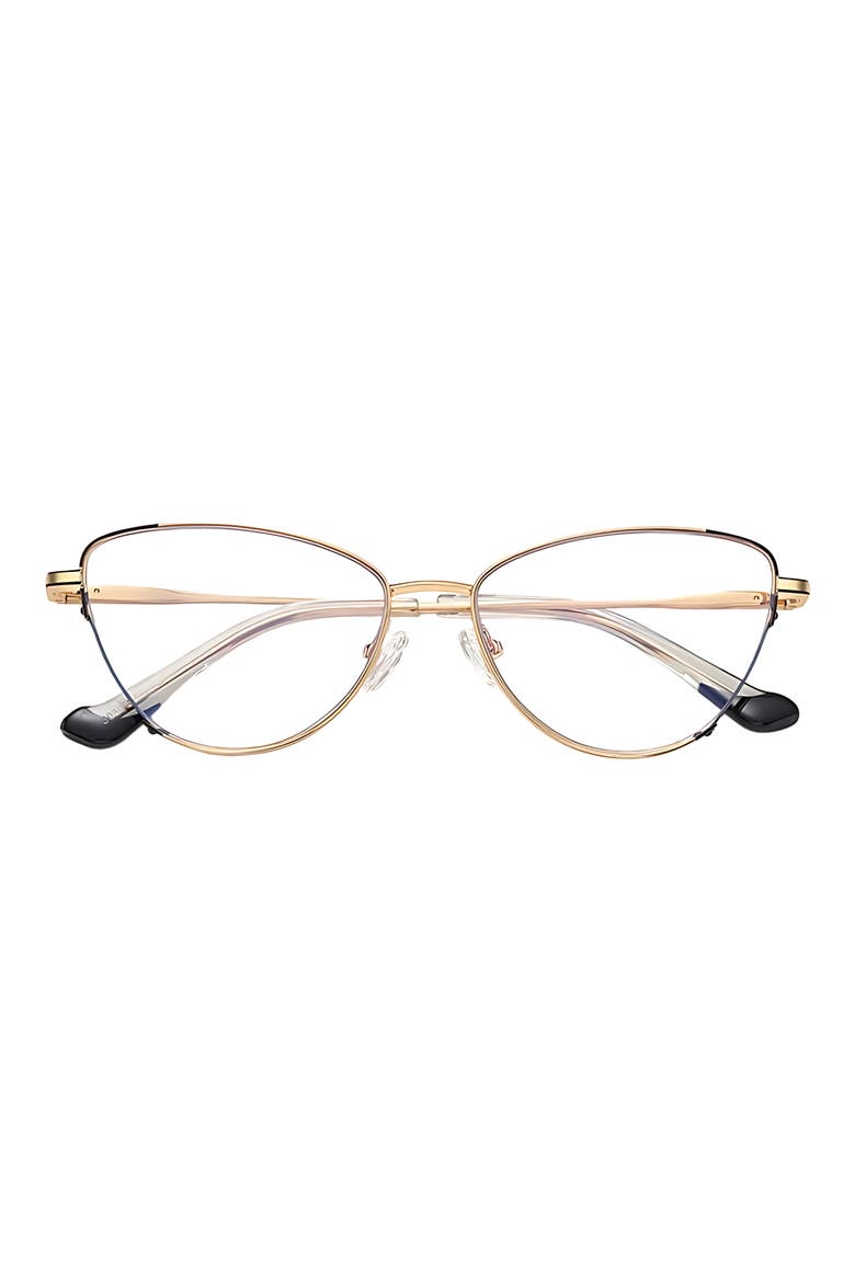 Cora 54mm Cat Eye Blue Light Blocking Glasses, Main, color, GOLD / CLEAR