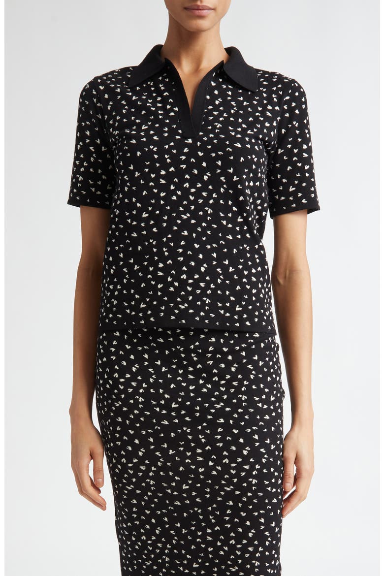 Acqua Heart Print Polo Sweater, Main, color, BLACK
