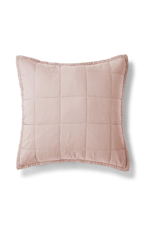 Laundered Cotton Luxury Percale Quilted Sham Pair