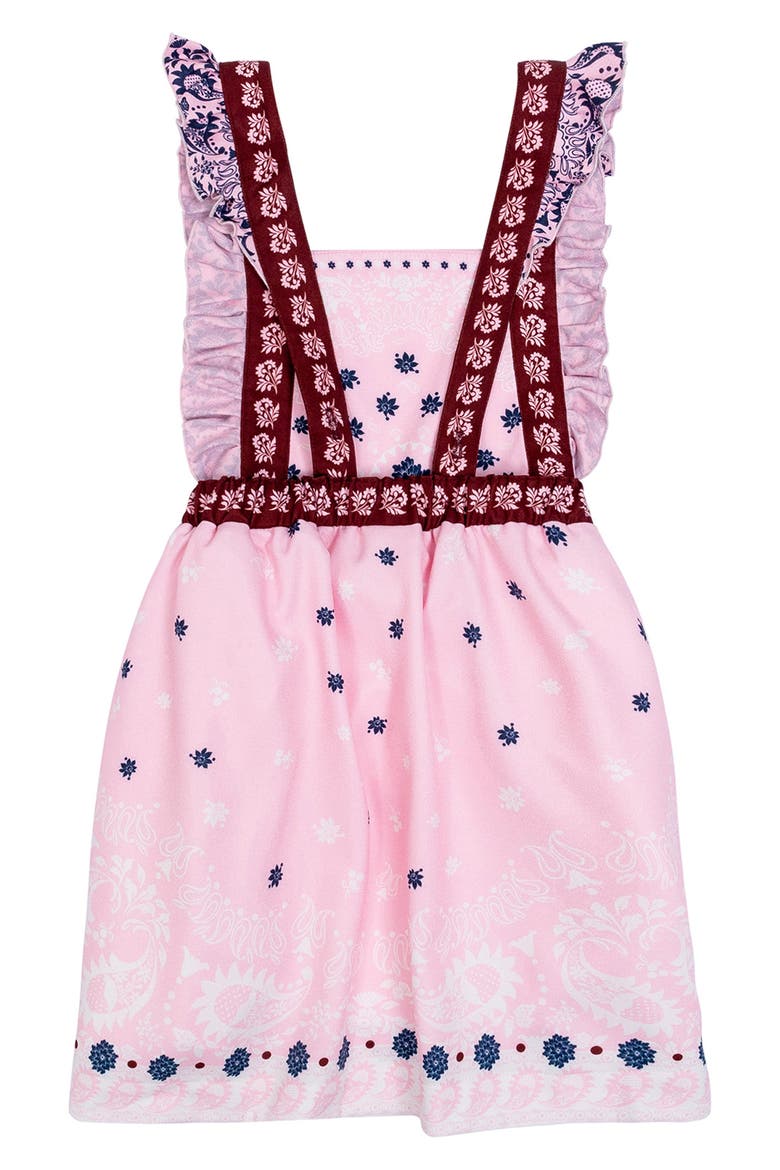 Kids' Valery Atma Placement Print Ruffle Sundress, Alternate, color, PINK