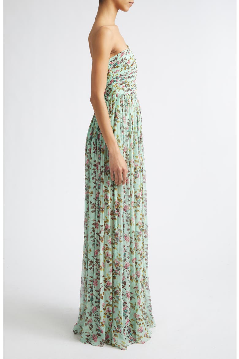 Aureline Floral One-Shoulder Silk Chiffon Gown, Alternate, color, OPALINE