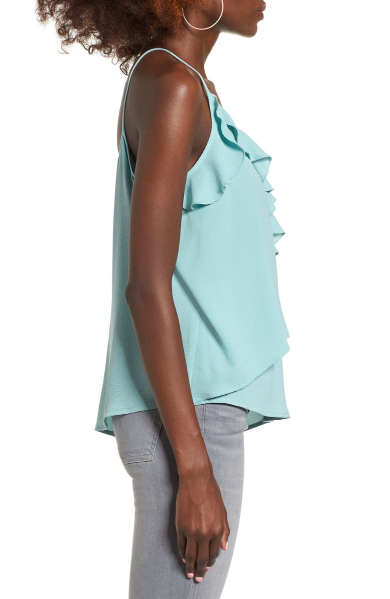 Leith Wrap Front Ruffle Tank, Alternate, color, Teal Aquifer