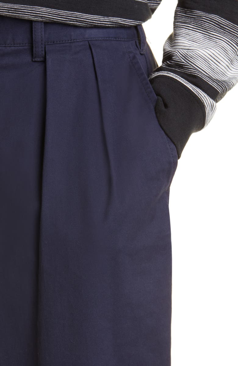 BEAMS Plus Pleated Twill Crop Pants, Alternate, color, Navy