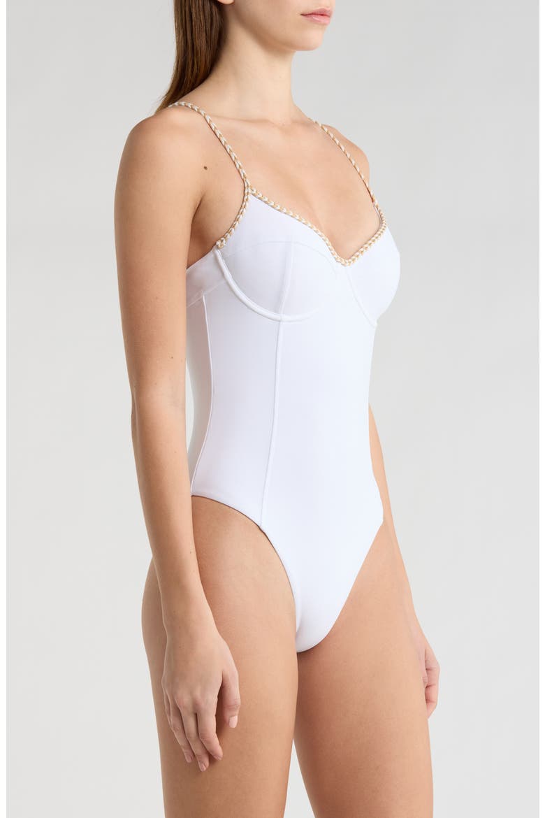 Jayda Braided One-Piece Swimsuit, Alternate, color, WHITE