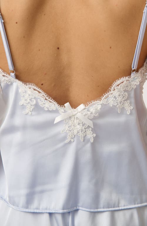 Kat The Label Cinderella Lace Trim Stretch Satin Camisole In Blue