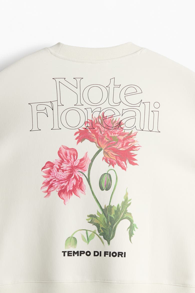 Printed Sweatshirt, Alternate, color, White/Note Floreali