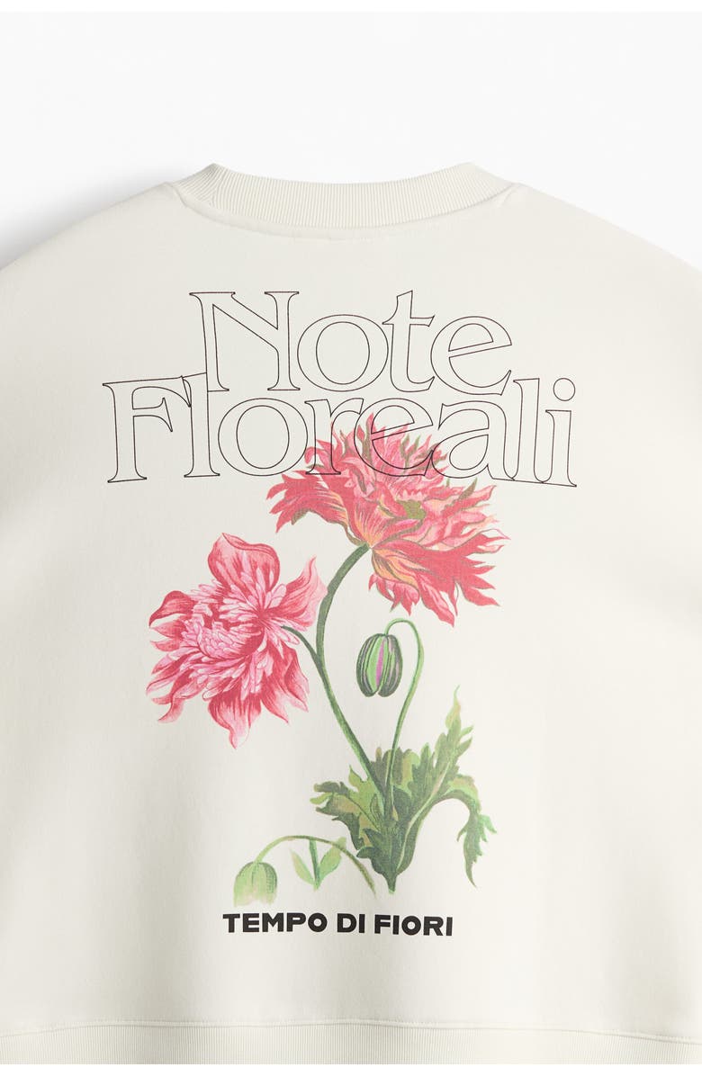 H&M Printed Sweatshirt, Alternate, color, White/Note Floreali