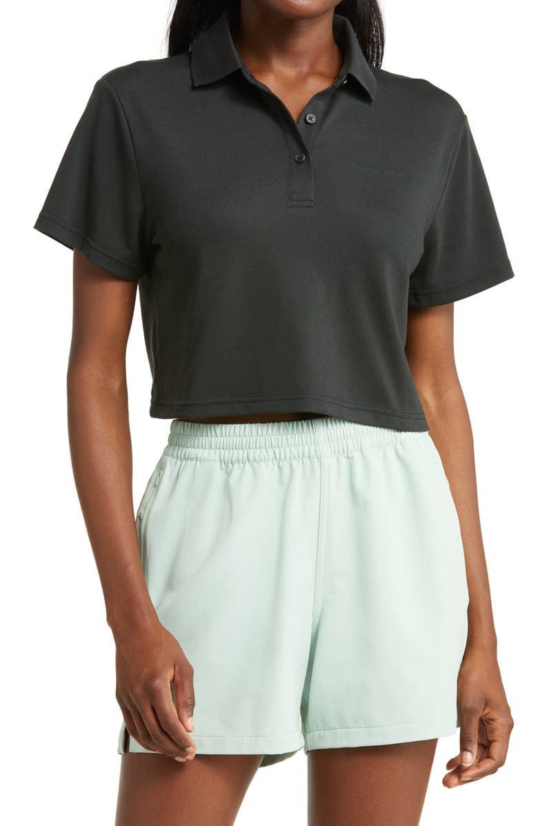 Outdoor Voices Birdie Crop Polo, Main, color, Black