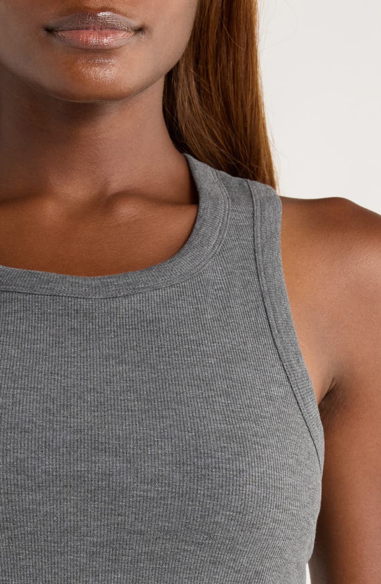 TomboyX Rib Longline Sports Bra, Alternate, color, Heather Gray