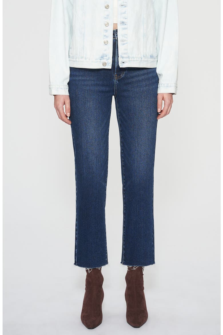 Linda High Waist Ankle Slim Straight Leg Jeans, Main, color, DEEP SEA