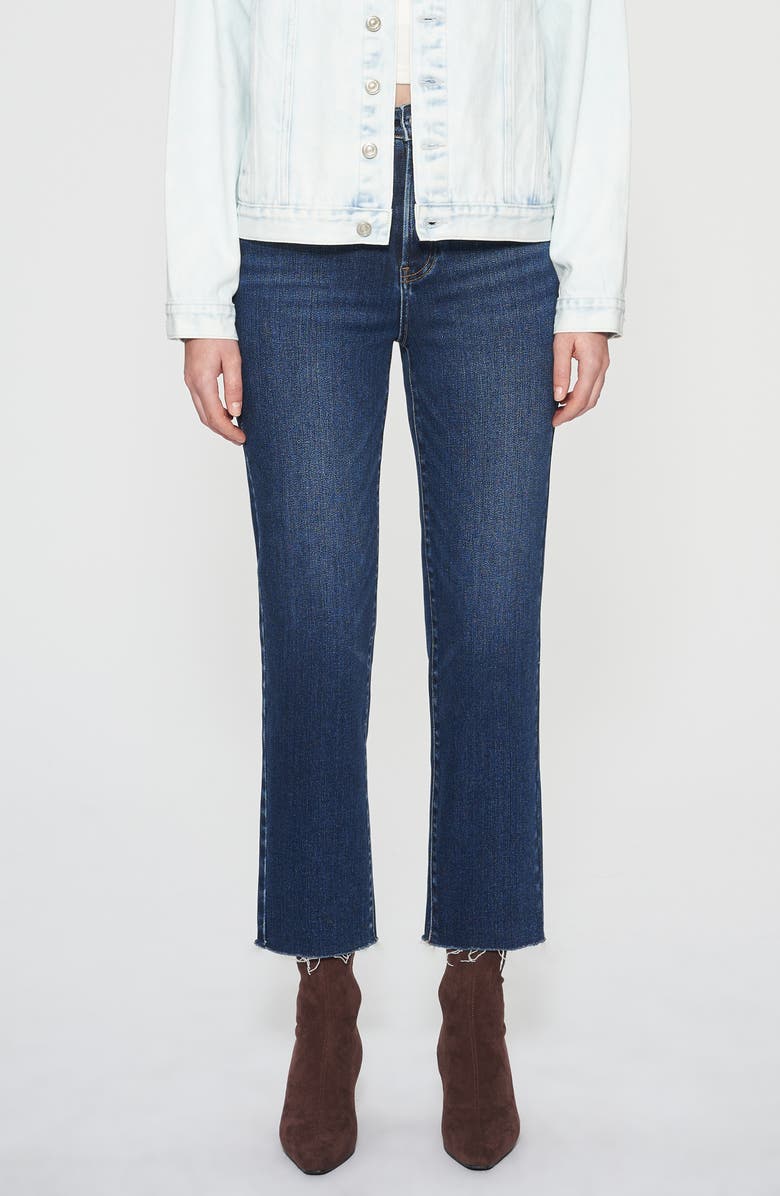 Bayeas Linda High Waist Ankle Slim Straight Leg Jeans, Main, color, Deep Sea