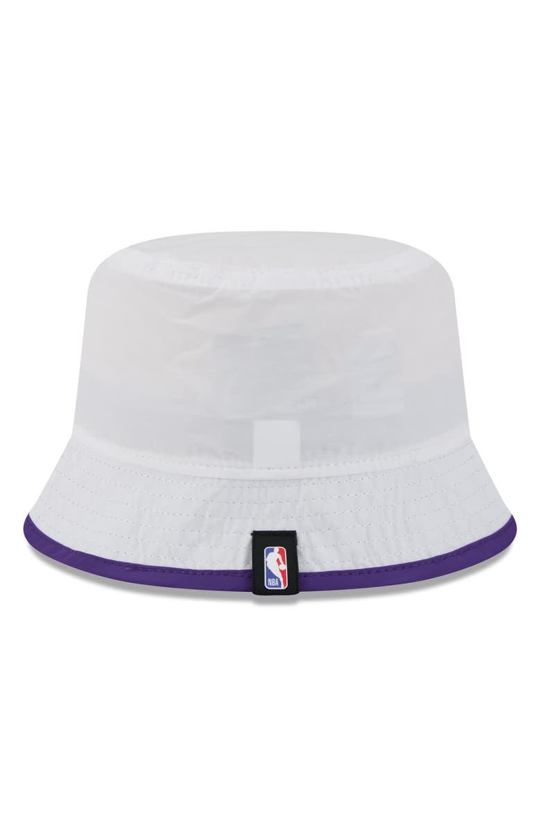 New Era Men's New Era White/Purple Los Angeles Lakers 2025 NBA Draft Nylon Bucket Hat, Alternate, color, White