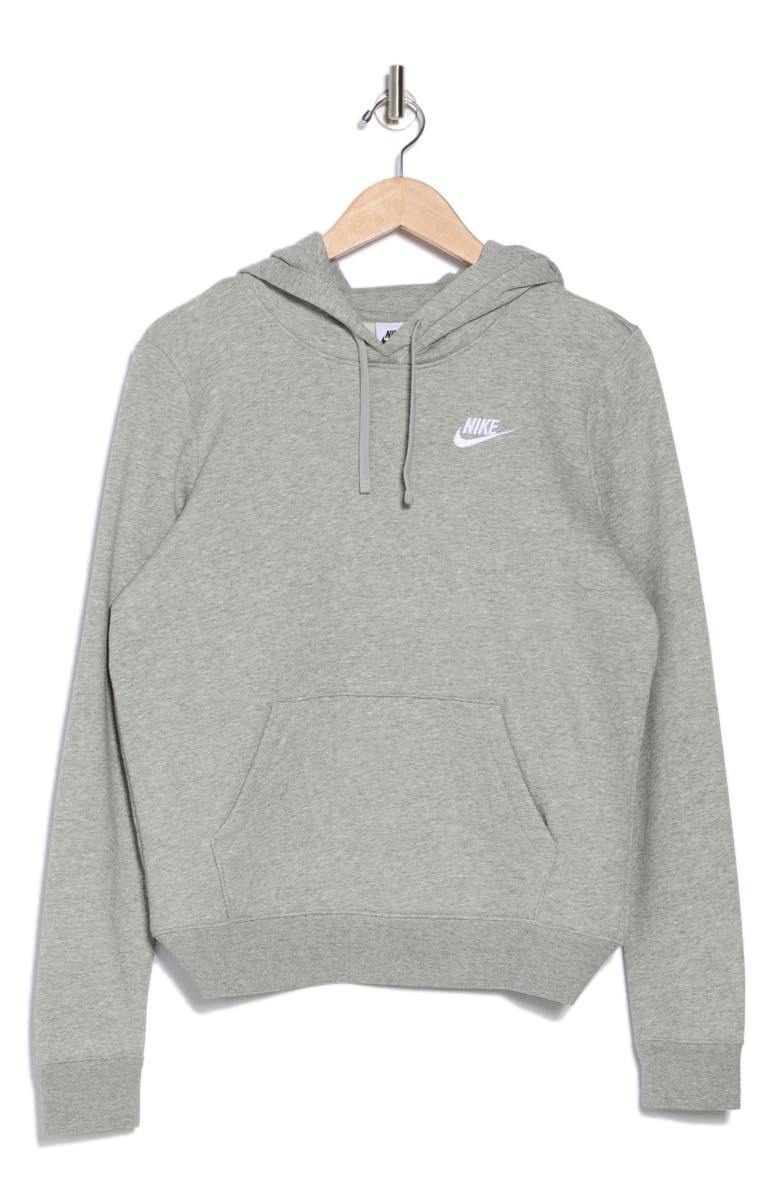 Nike Sportswear Club Fleece Hoodie, Alternate, color, Dark Grey Heather/ White