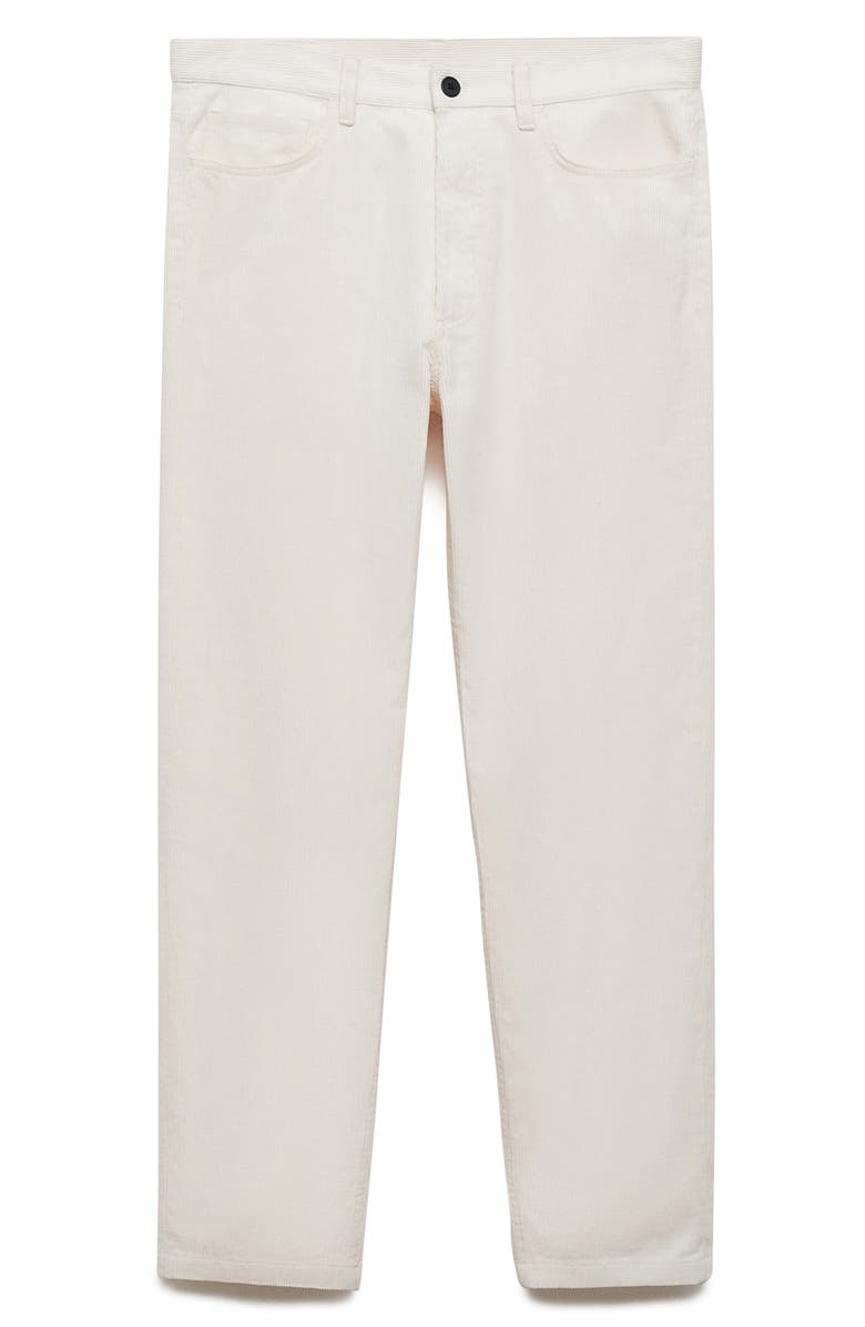 MANGO Regular Fit Straight Leg Corduroy Pants, Alternate, color, Off White