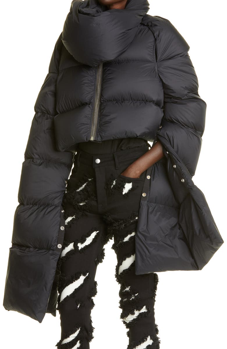 Rick Owens Mountain Crop Quilted Down Puffer Jacket, Alternate, color, 