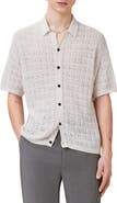 AllSaints Loire Open Stitch Cotton & Linen Button-Up Polo Sweater