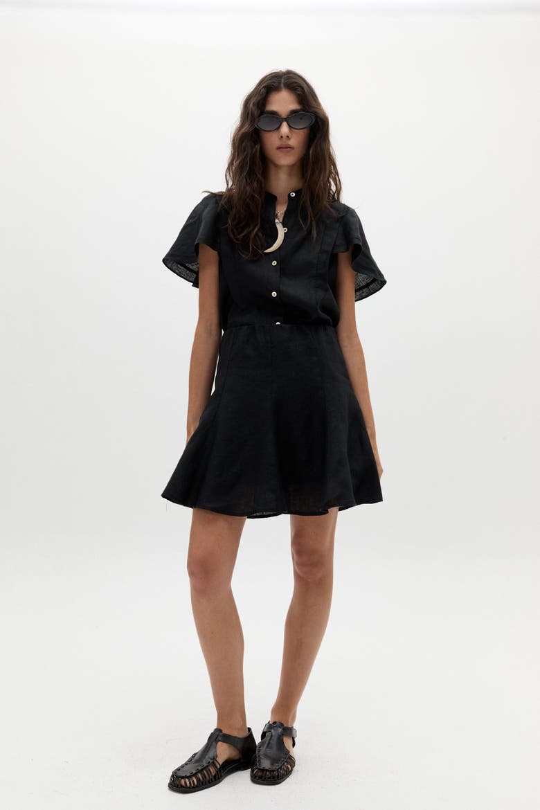 Willow Linen Shirt, Alternate, color, Black