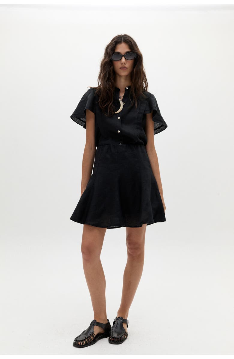 LANHTROPY Willow Linen Shirt, Alternate, color, Black