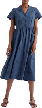 Seasalt Cornwall Fowen Embroidered Organic Cotton Shirtdress