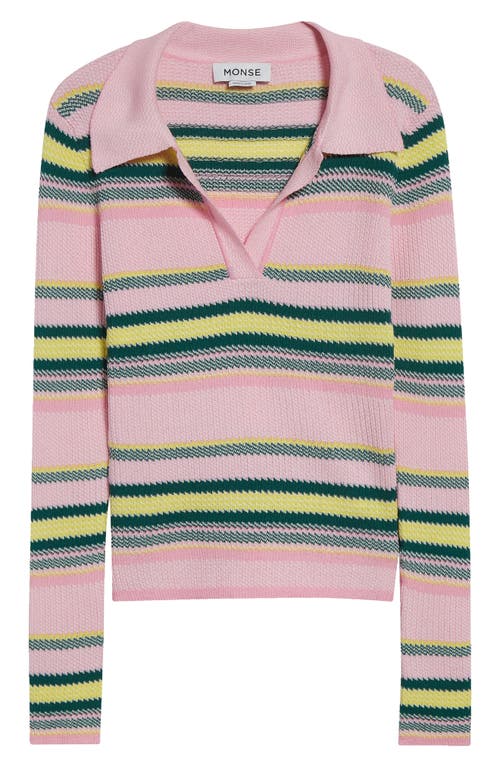 Monse Stripe Jacquard Polo In Pink Stripe