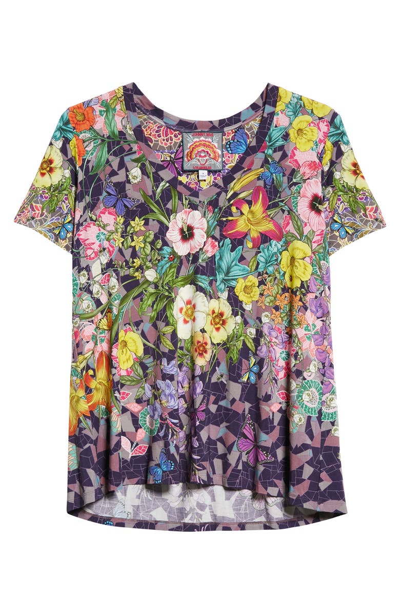 Johnny Was Cisco Floral V-Neck T-Shirt, Alternate, color,