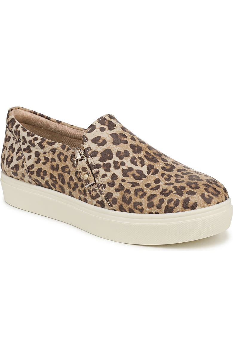 Dr. Scholl's Madison Zip Slip-On Sneaker, Main, color, Tan Leopard Faux Leather