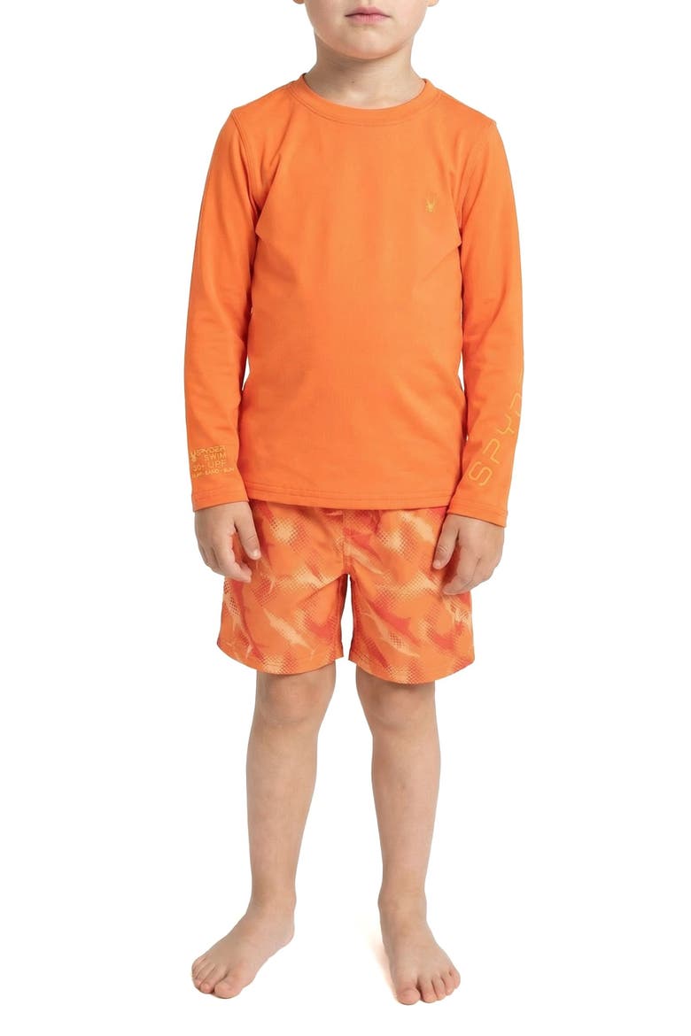 Kids' Rashguard Top & Swim Trunks Set, Main, color, TIGRE