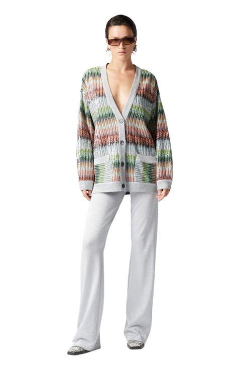 Straight Trousers In Lamé Viscose