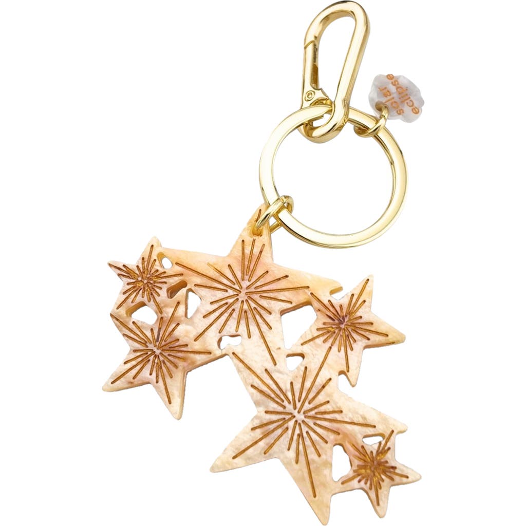 Solar Eclipse Hand Painted Celestial Stars Key Chain Bag Charm In Gold