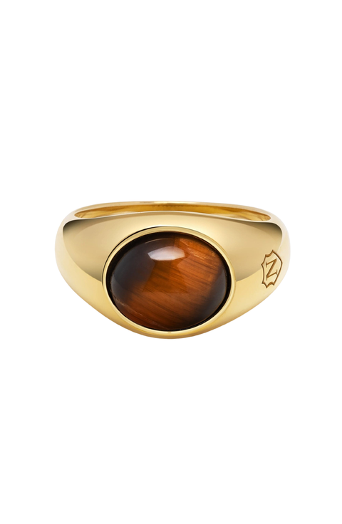 Oval Signet Ring With Tiger Eye
